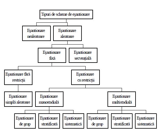 Principalele tipuri de scheme utilizate în alcătuirea eşantioanelor